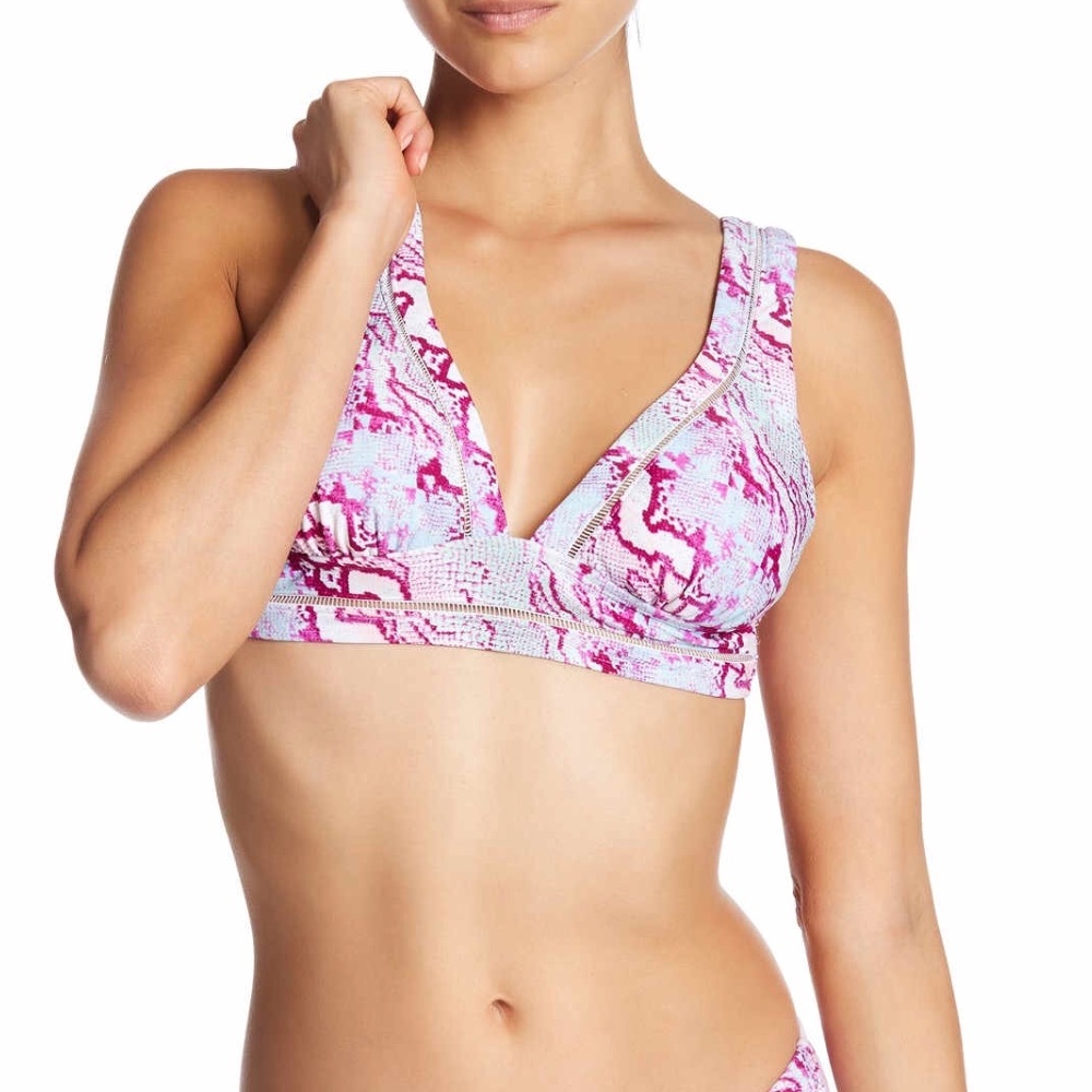 Betsey Johnson V-Neck Print Swim Bikini Bralette